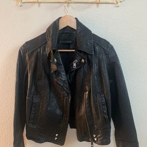 Leather bomber jacket